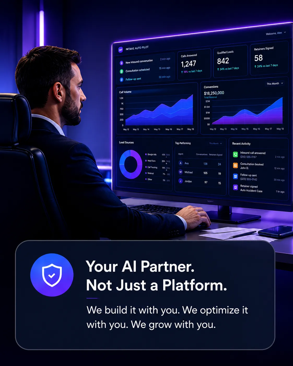 Personal Injury attorney using Intake Auto Pilot as an AI growth partner to build and optimize his intake processes