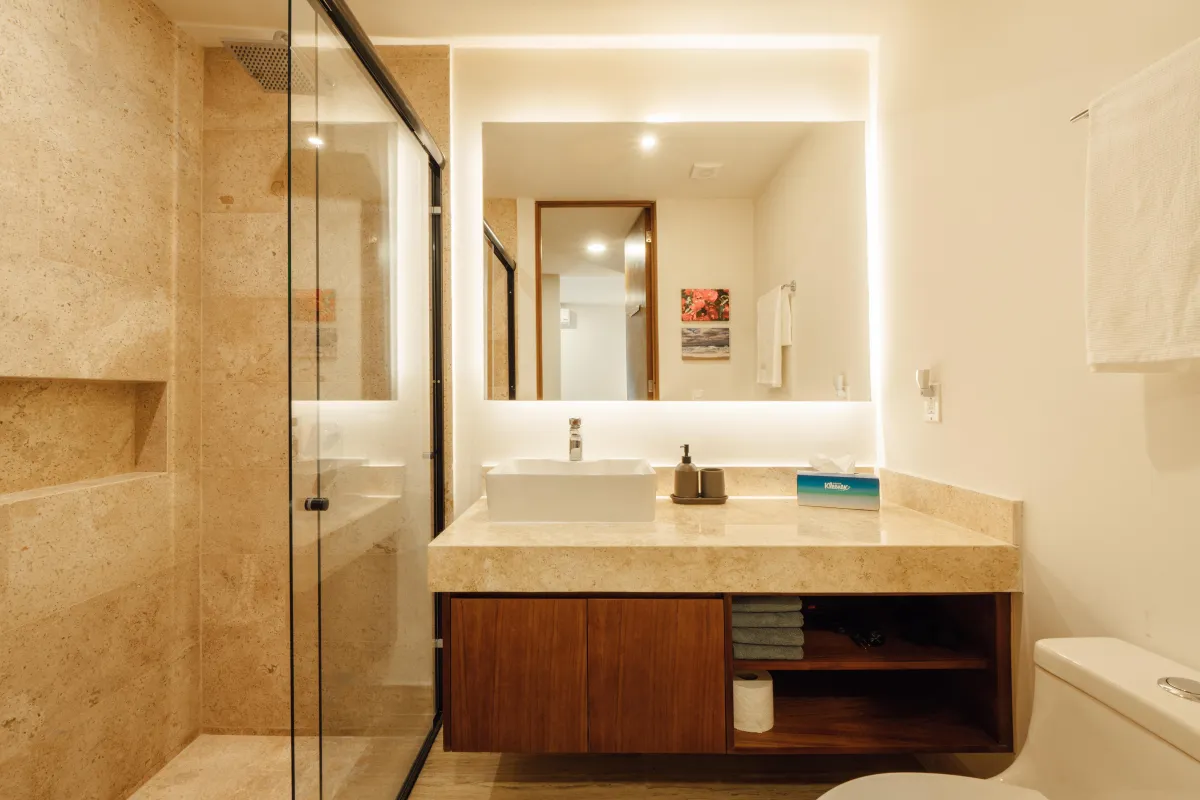 Two Bedroom Condo in Tulum, Mexico | Full Bath with Rain Shower | Tropical Vacation Rentals Mexico