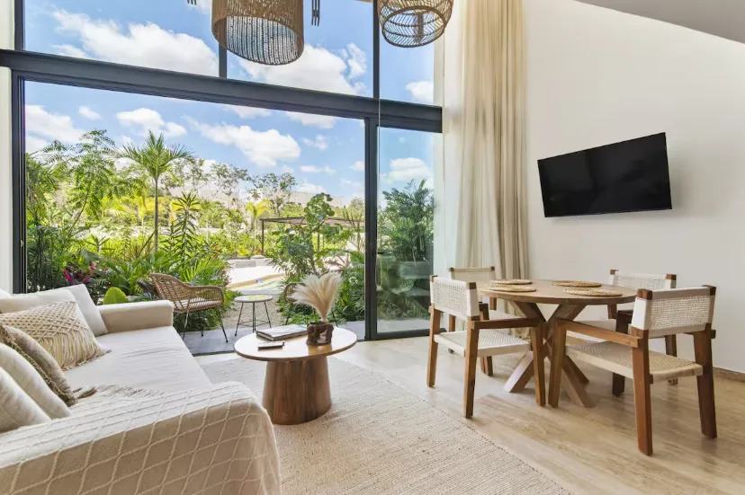 One bedroom loft for 4 guests in Tulum, Mexico | Living Room | Tropical Vacation Rentals Mexico