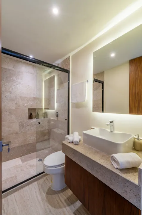 Two Bedroom Condo for 4 guests in Tulum, Mexico | Spacious Rain Shower | Tropical Vacation Rentals Mexico