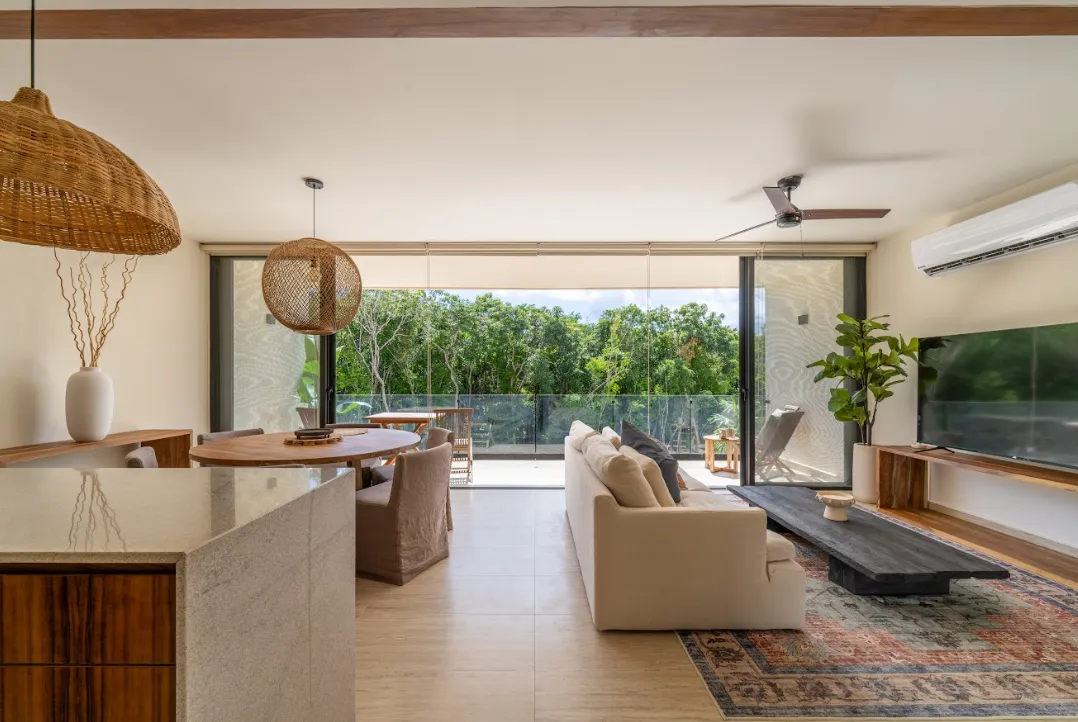 Two Bedroom Condo for 4 guests in Tulum, Mexico | Living Room | Tropical Vacation Rentals Mexico