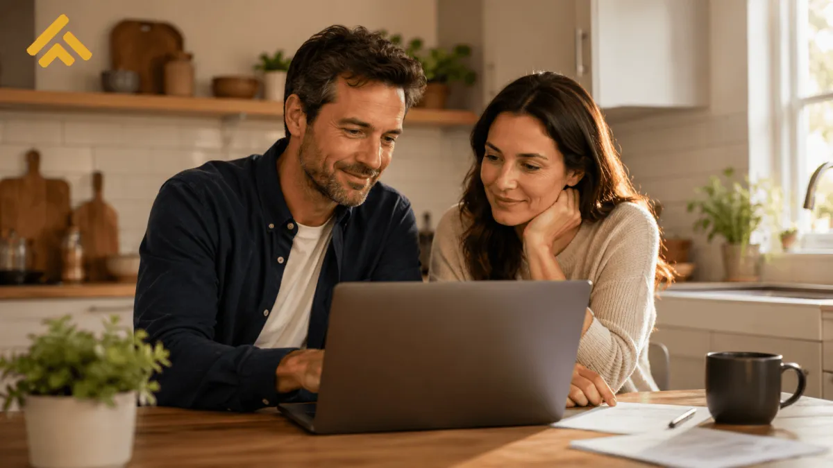 A calm family reviewing health coverage options together at a kitchen table