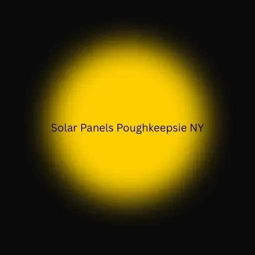 Commercial and residential solar panels installation in Poughkeepsie NY with bright sun graphic representing clean renewable energy solutions.