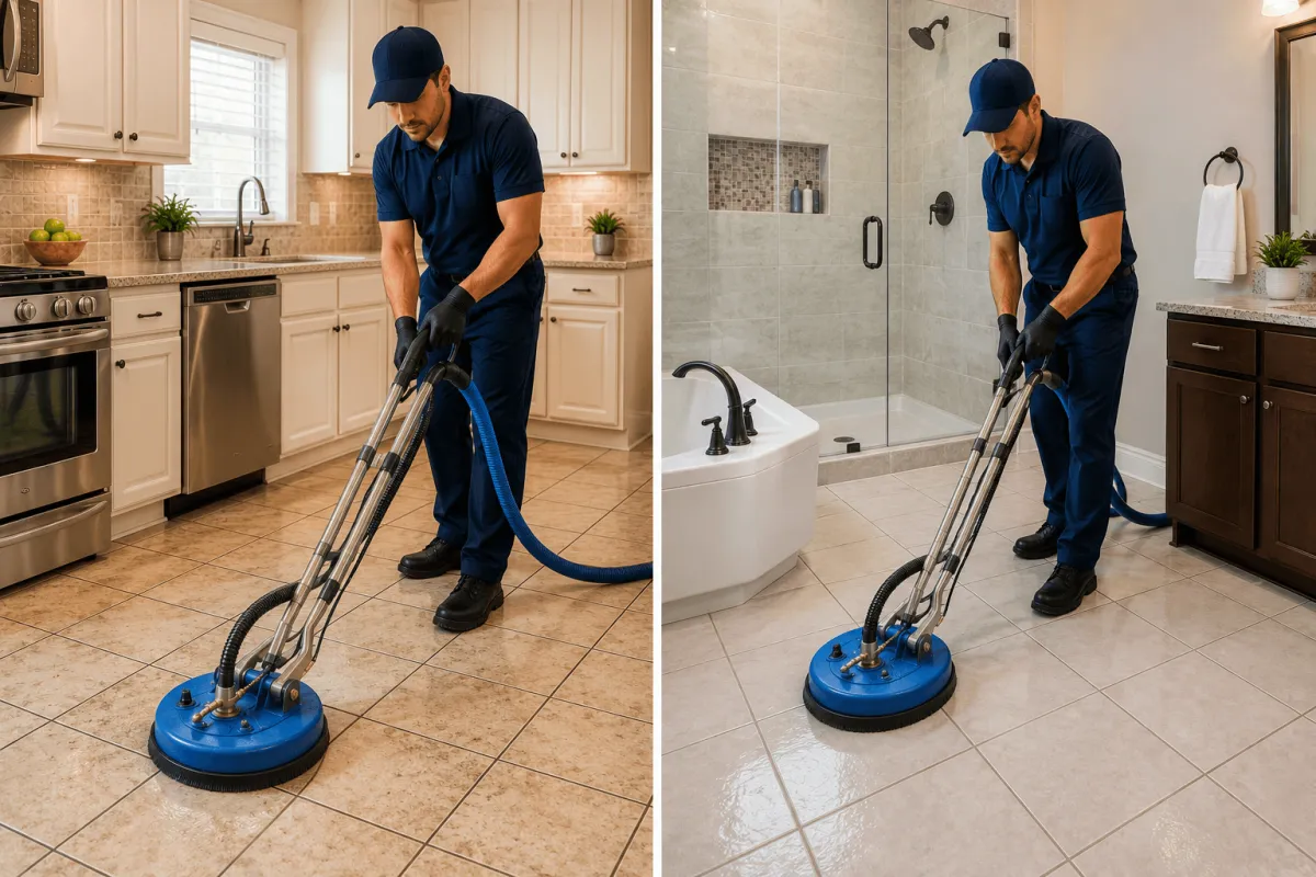 Cleaning Bathroom Tile Floor & Kitchen Tile in Bakersfield, CA