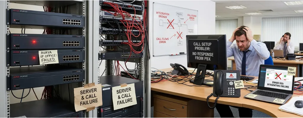 IT technician troubleshooting Avaya IP Office system issues