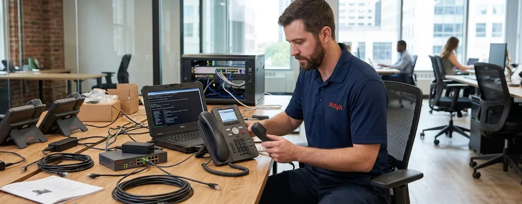 IT support performing Avaya Partner system battery replacement