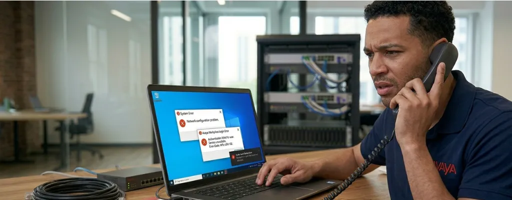 IT support fixing Avaya Workplace login and sound problems