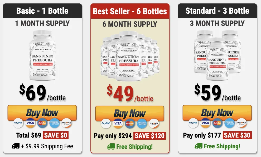 Sanguinem Pressura Pricing Table 