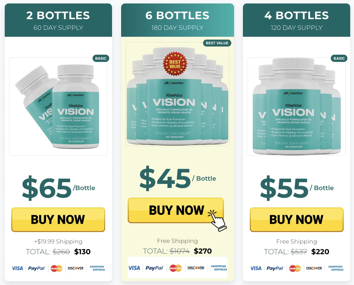 PillowPotion Vision Pricing Table