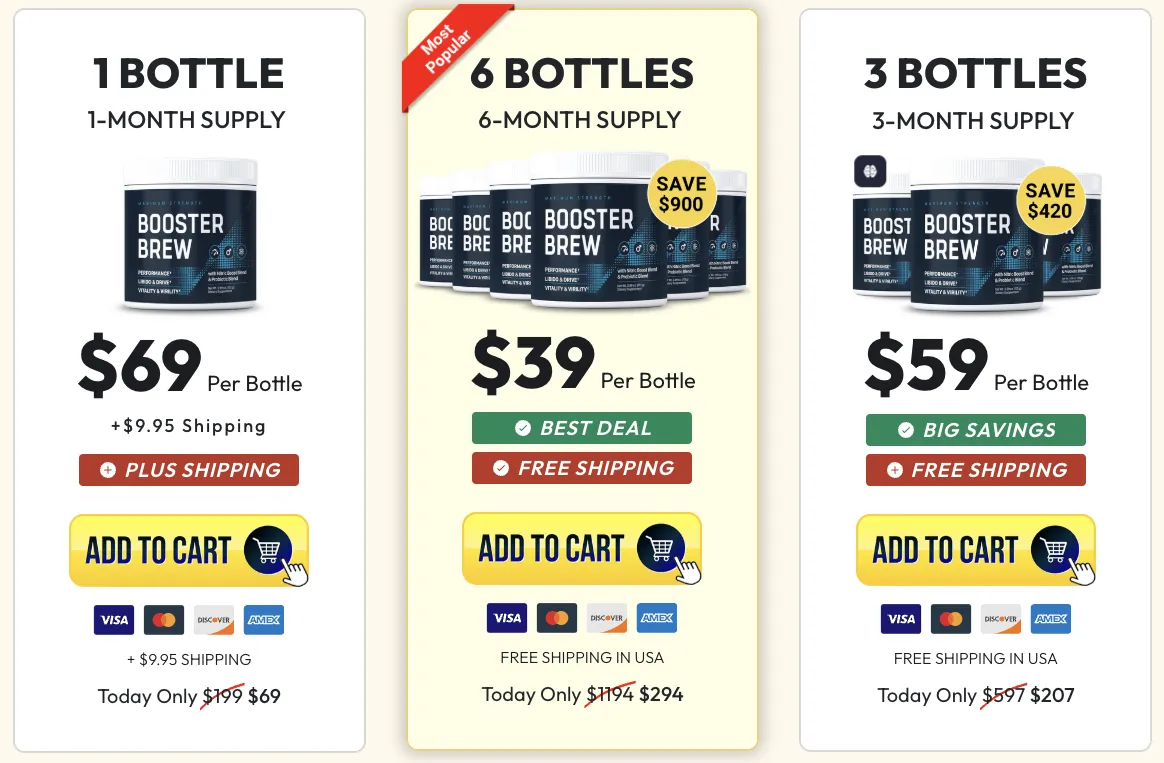 Booster Brew Pricing Table