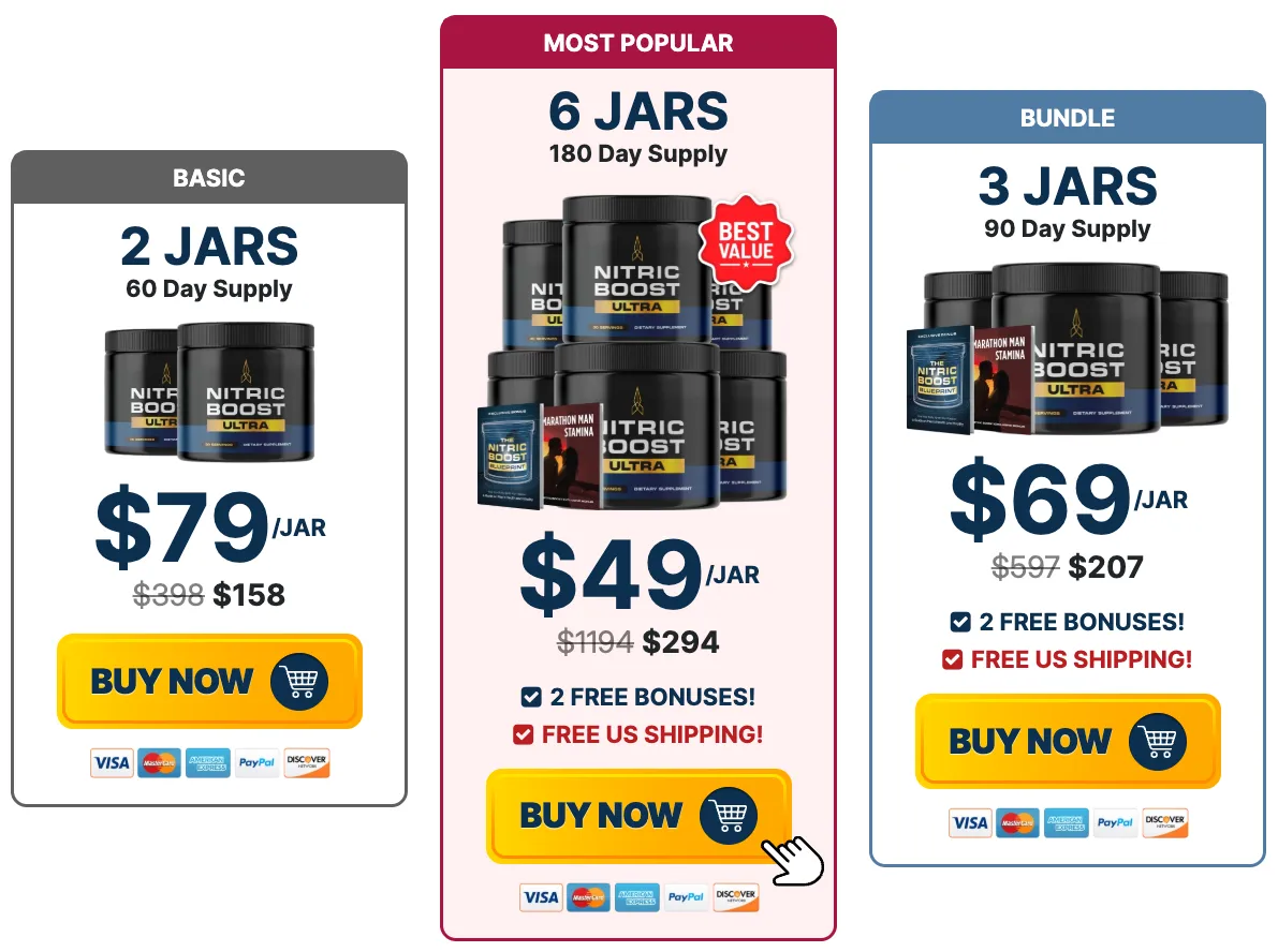 Nitric Boost Ultra Pricing Table