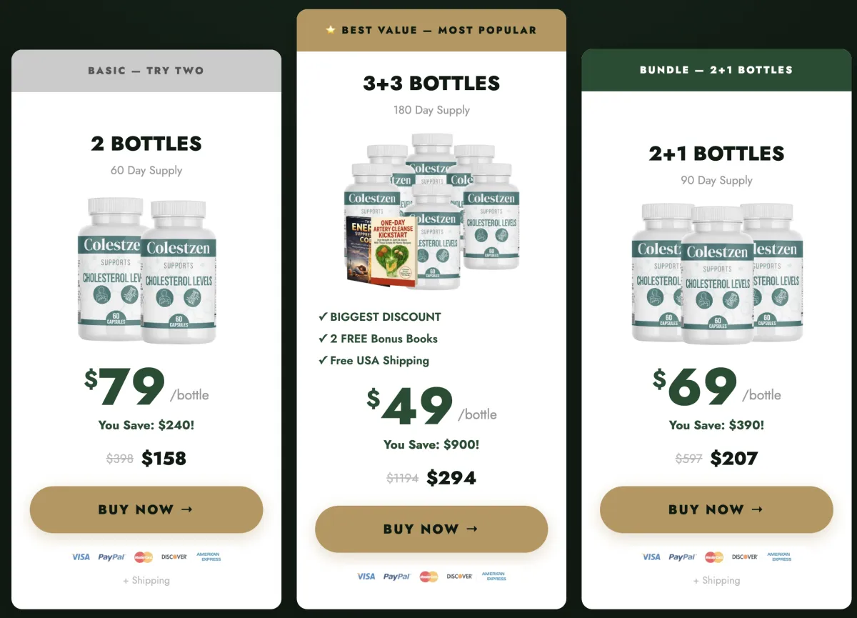 Colestzen Pricing Table