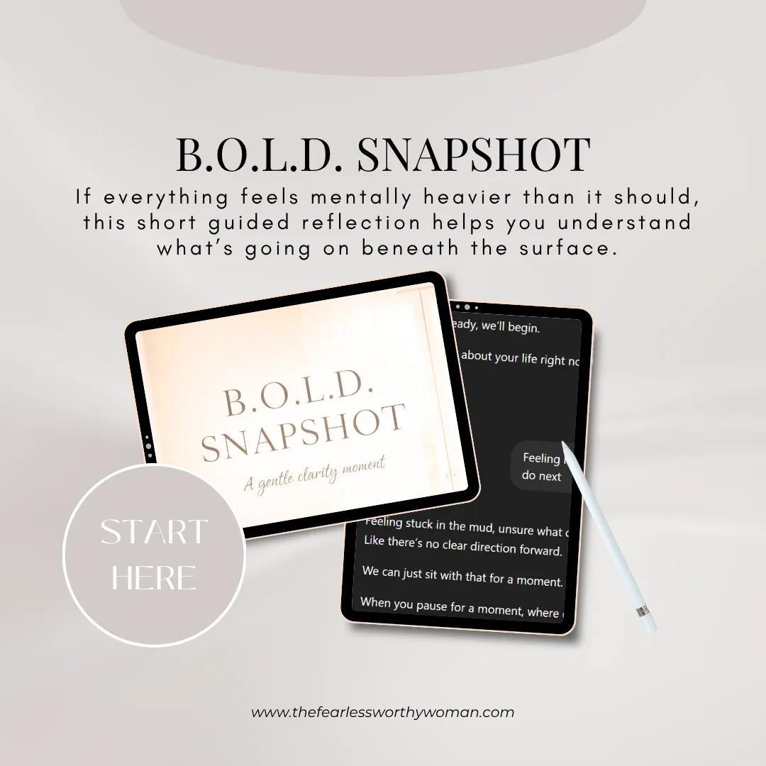B.O.L.D. Snapshot guided reflection helping Christian women understand what is contributing to feelings of overwhelm, emotional exhaustion, and mental heaviness.