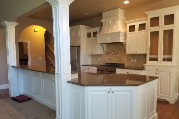 Factory-finish kitchen cabinet refinishing in Eugene OR.