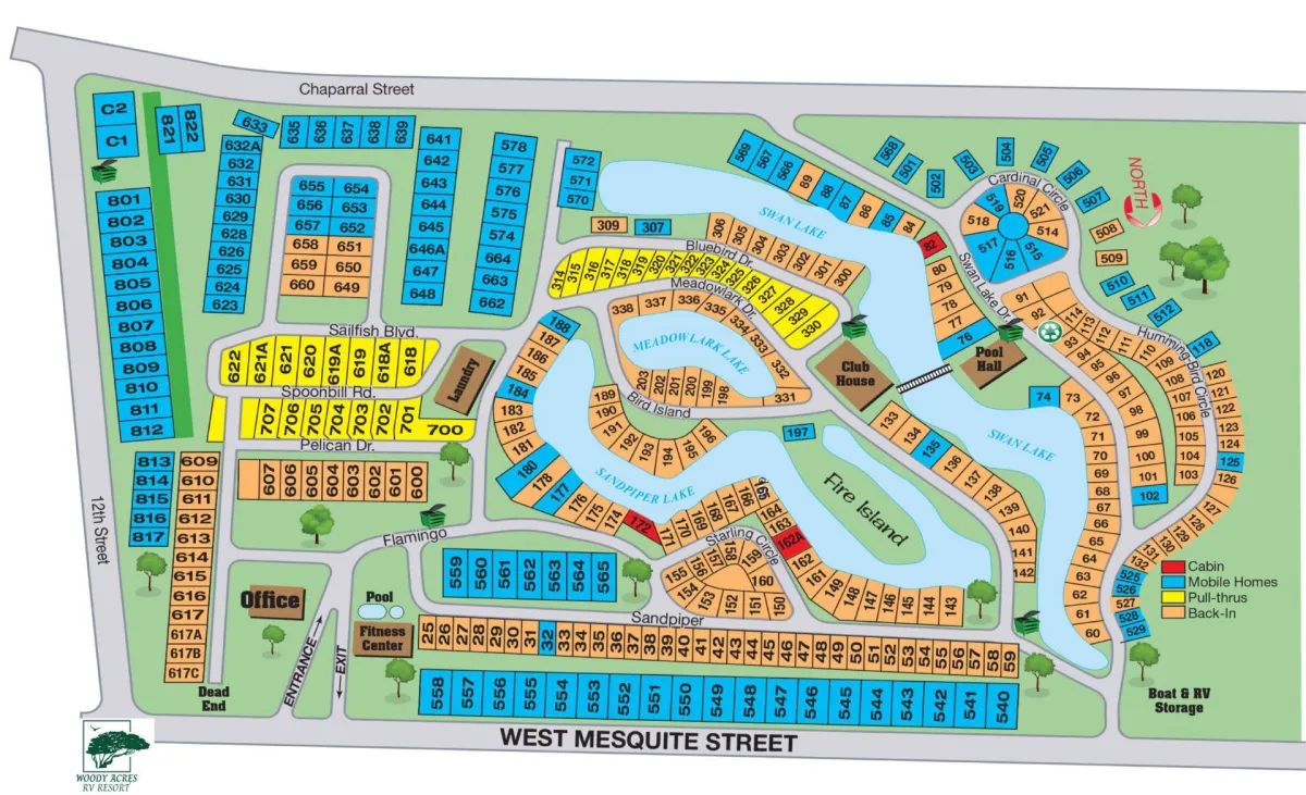 Map showing Wood Acres RV Resort