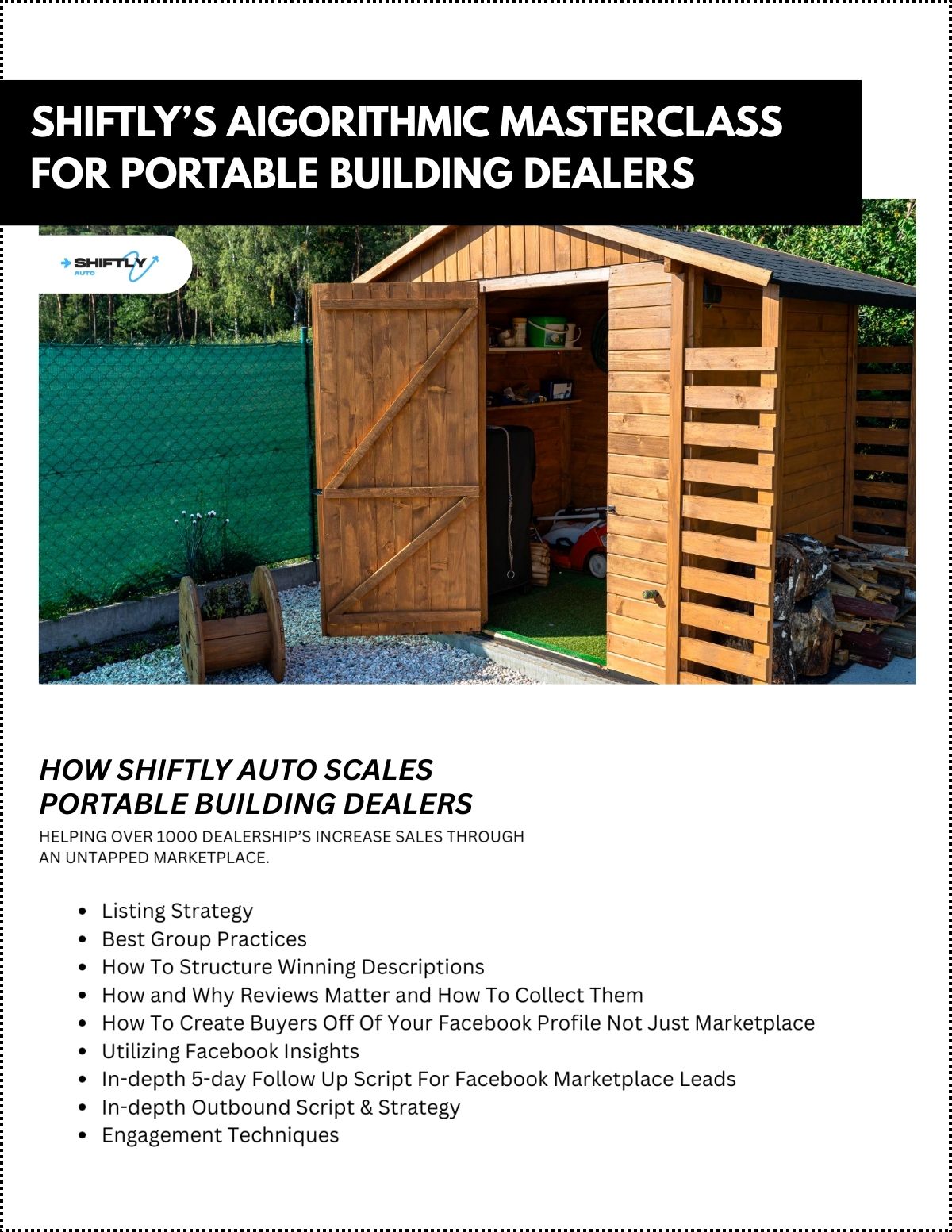 Auto Listing Tool for Portable Buildings