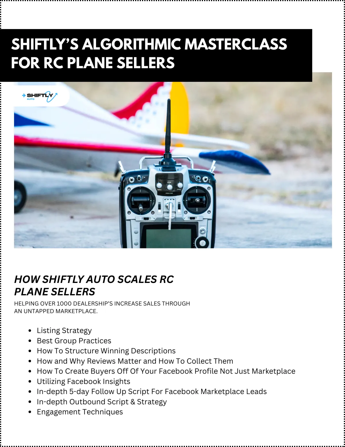 RC plane transmitter with radio controlled aircraft at flying field Shiftly masterclass
