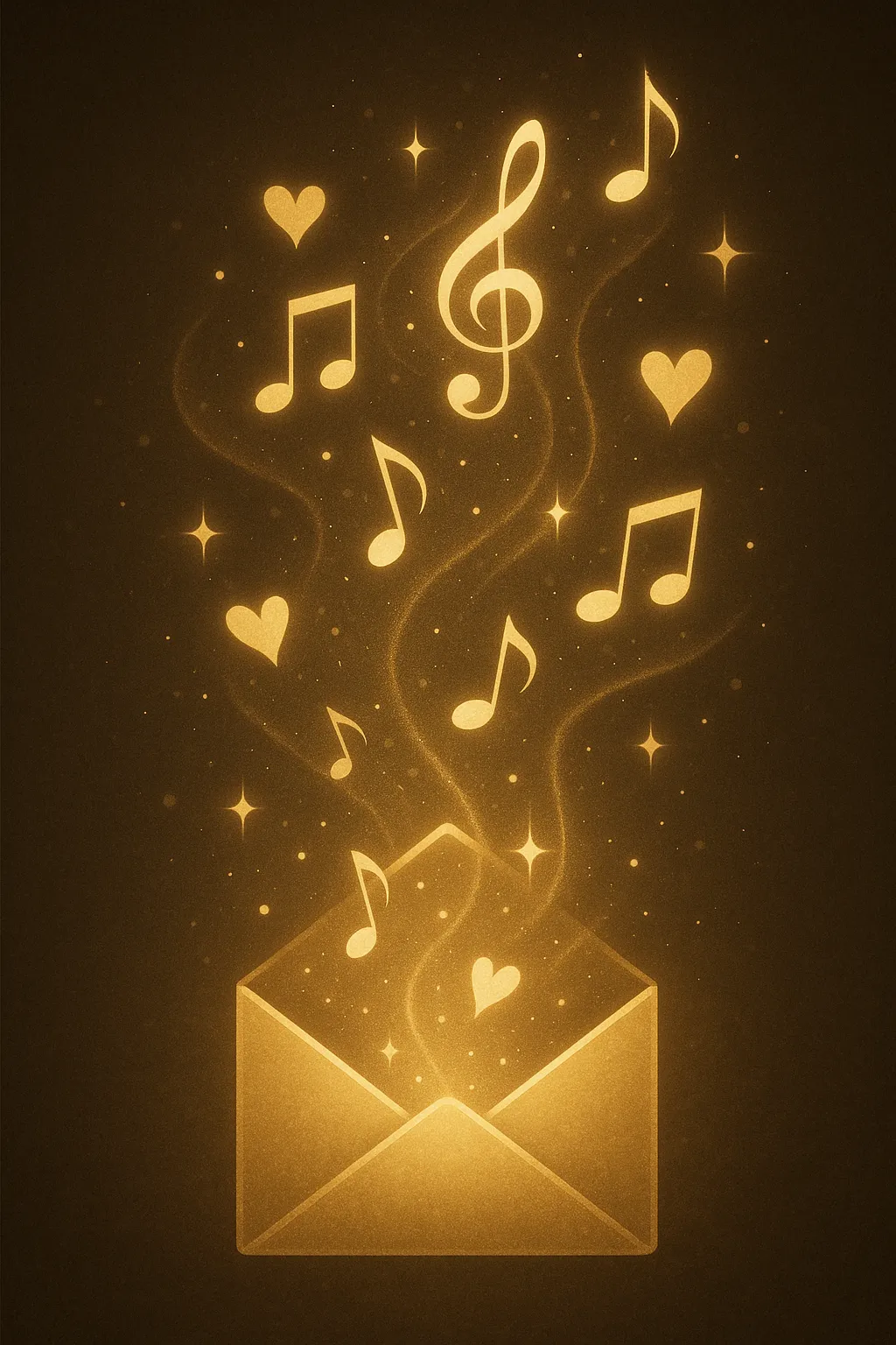 envelope with floating musical notes symbolizing your completed personalized song