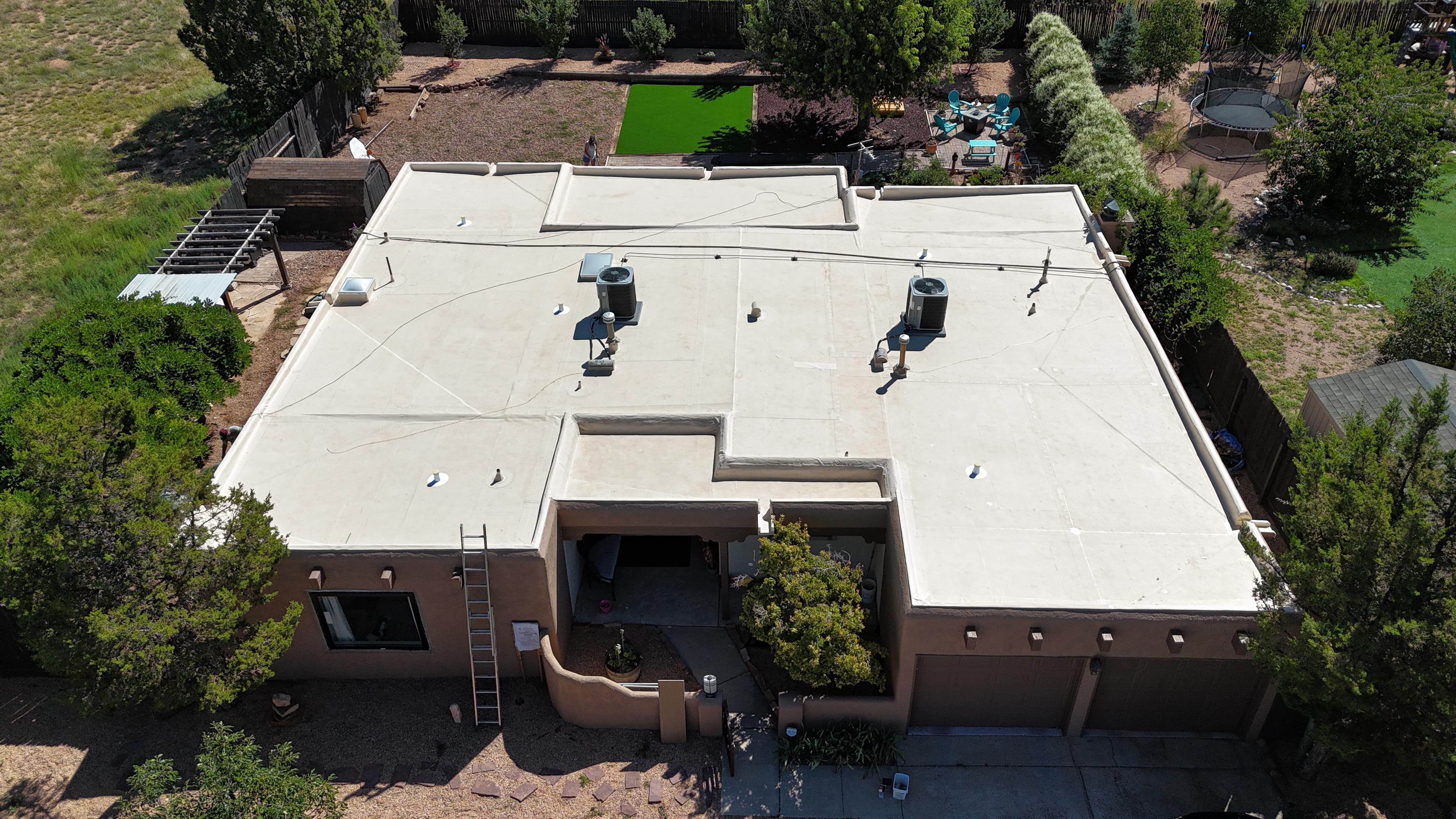 TPO roofing membrane on a commercial flat roof