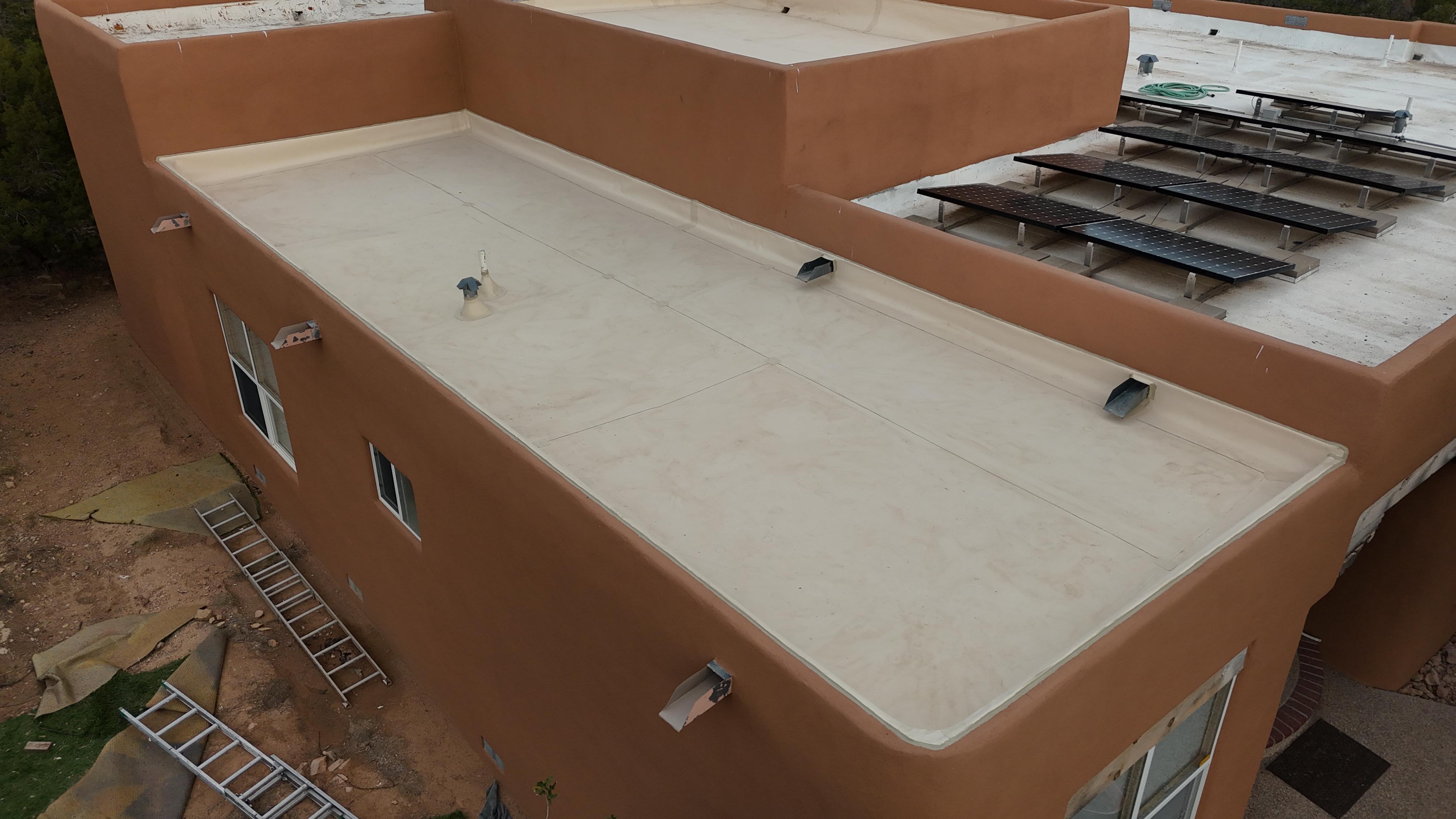 TPO roofing membrane on a commercial flat roof