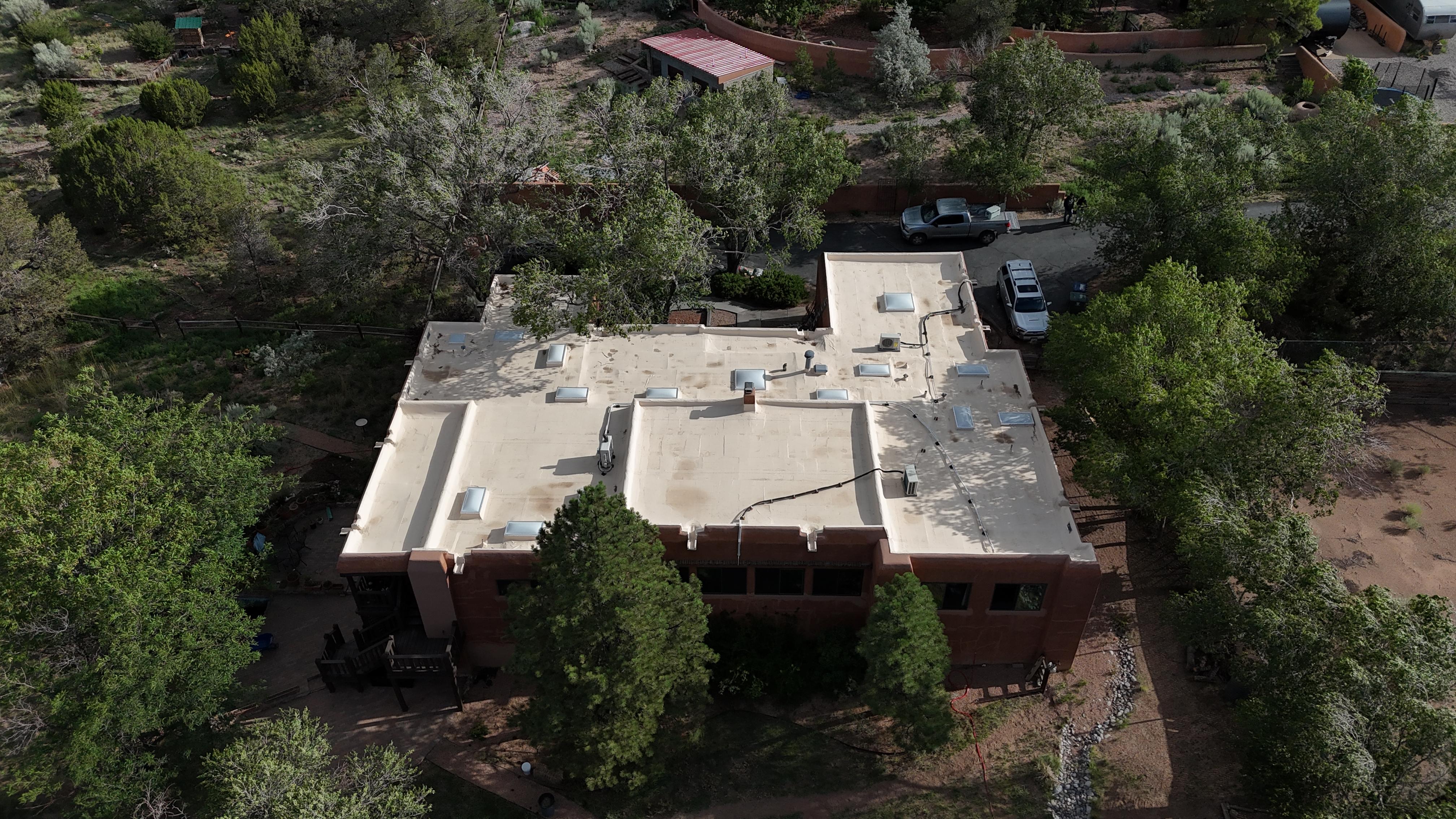 TPO roofing membrane on a commercial flat roof