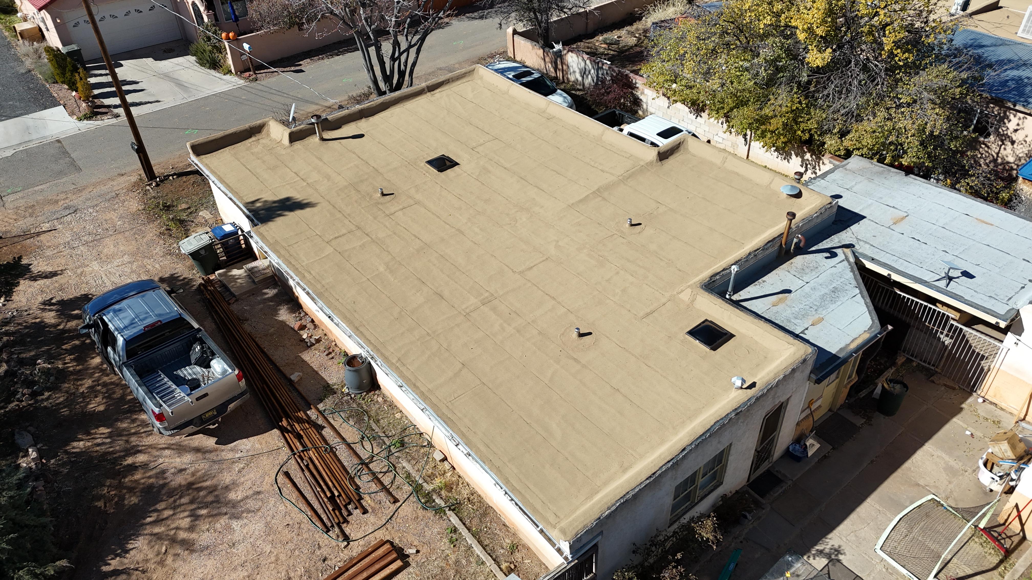 TPO roofing membrane on a commercial flat roof