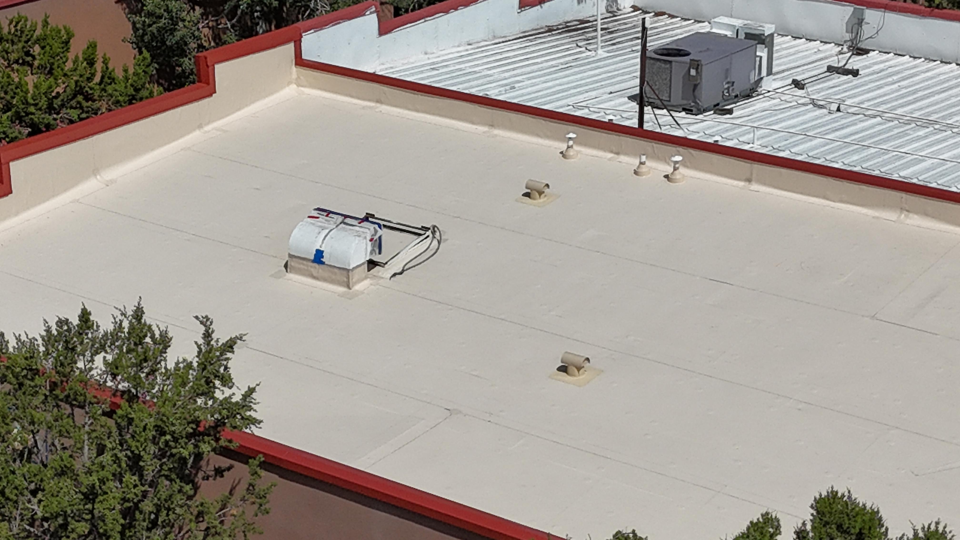 TPO roofing membrane on a commercial flat roof