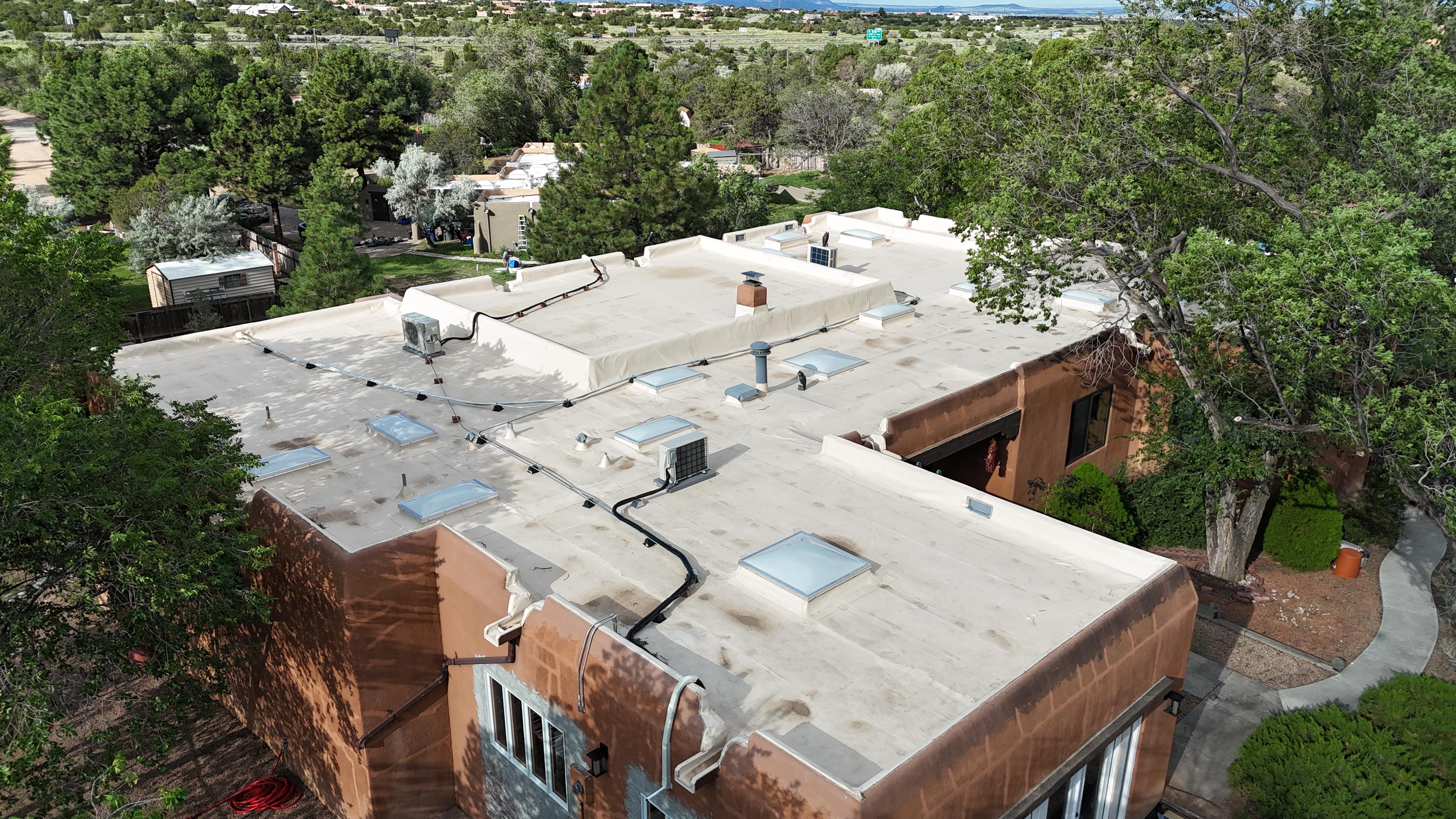 TPO roofing membrane on a commercial flat roof