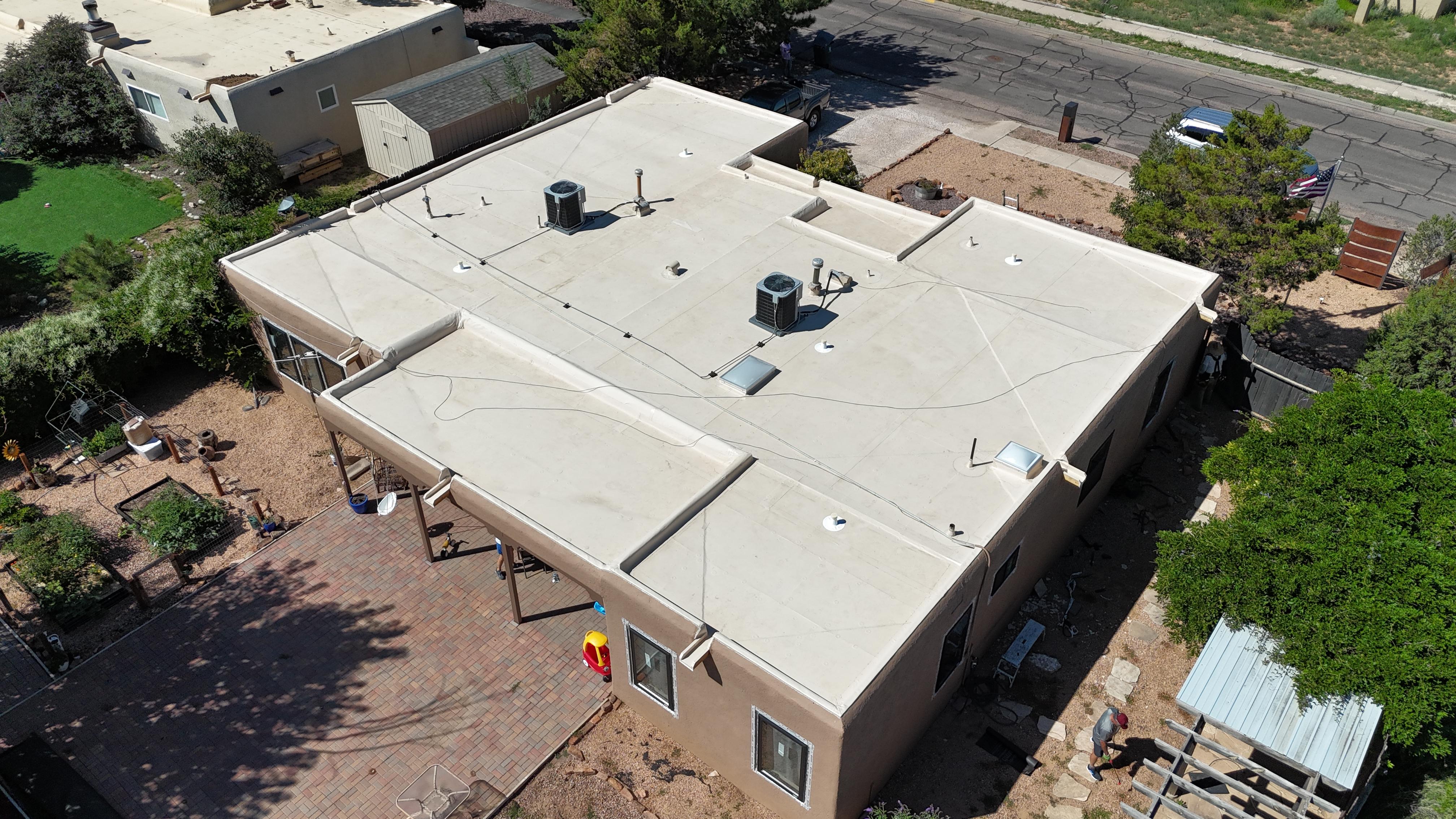 TPO roofing membrane on a commercial flat roof