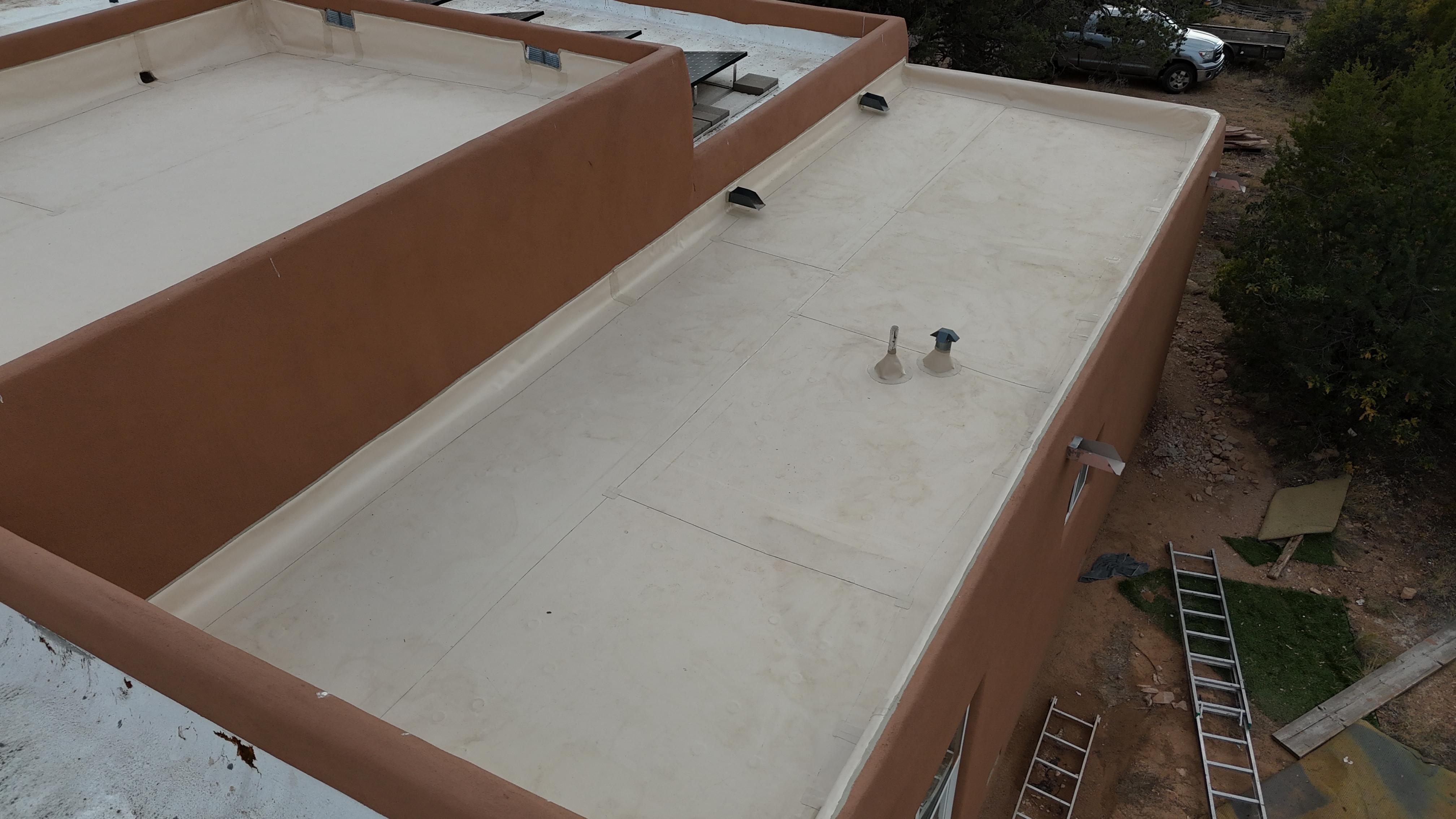 TPO roofing membrane on a commercial flat roof