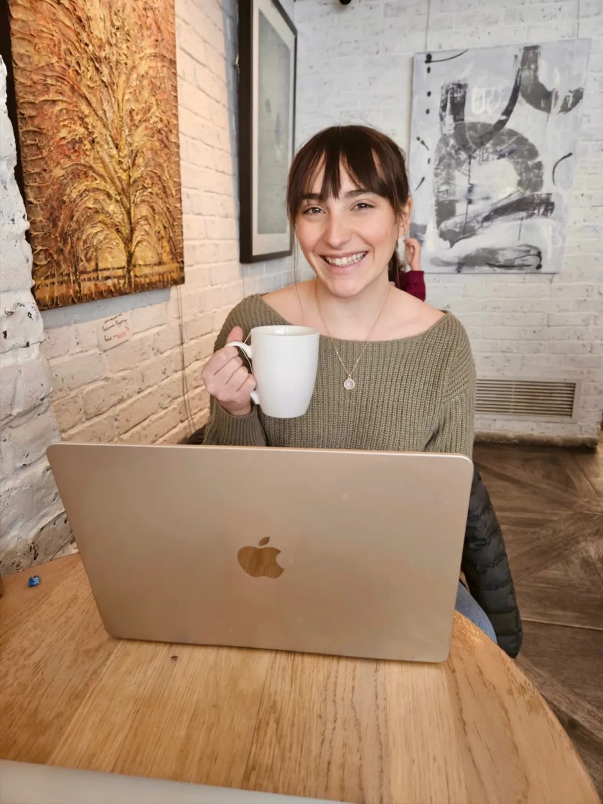 Girl with cp of coffie