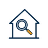 house with magnifying glass icon