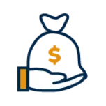 hand holding money bag icon
