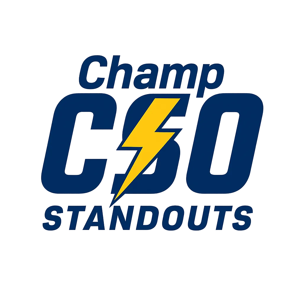 Dark Blue Champ STANDOUTS Logo with Yellow Lightning Bolt