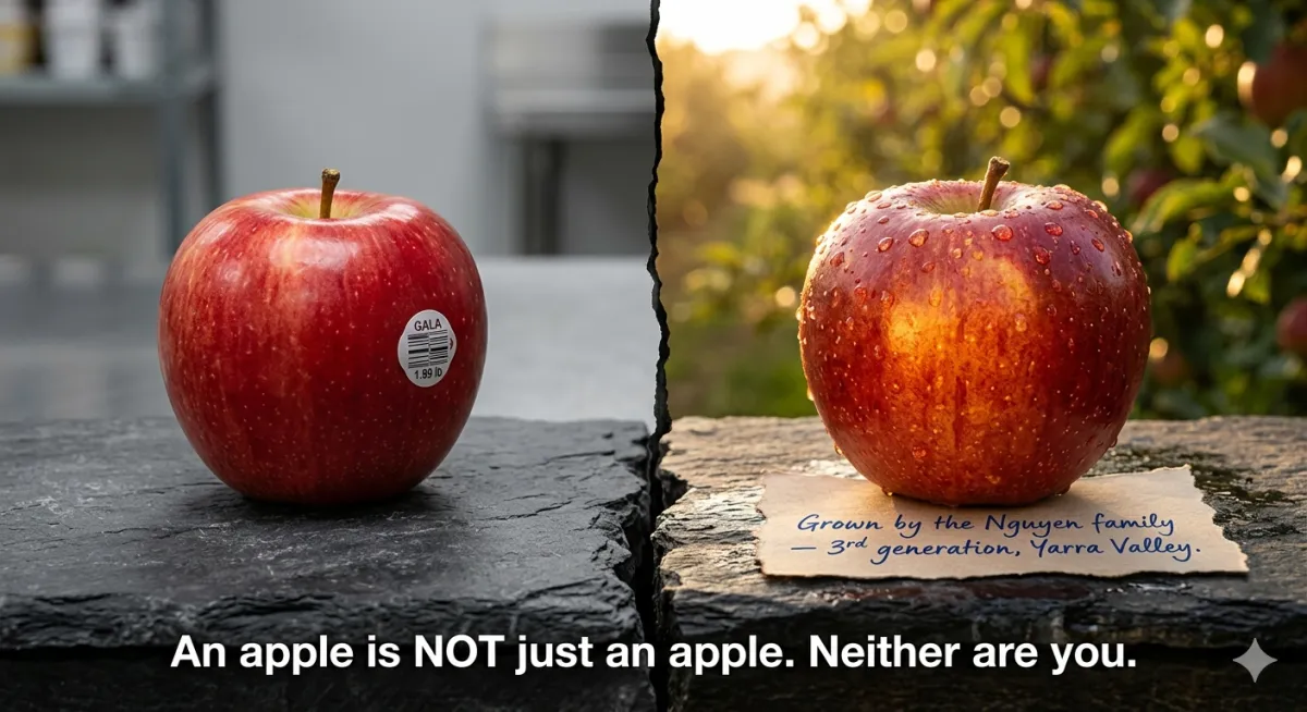 Brand differentiation marketing concept comparing unique product identity, emphasizing personalized marketing strategies. 