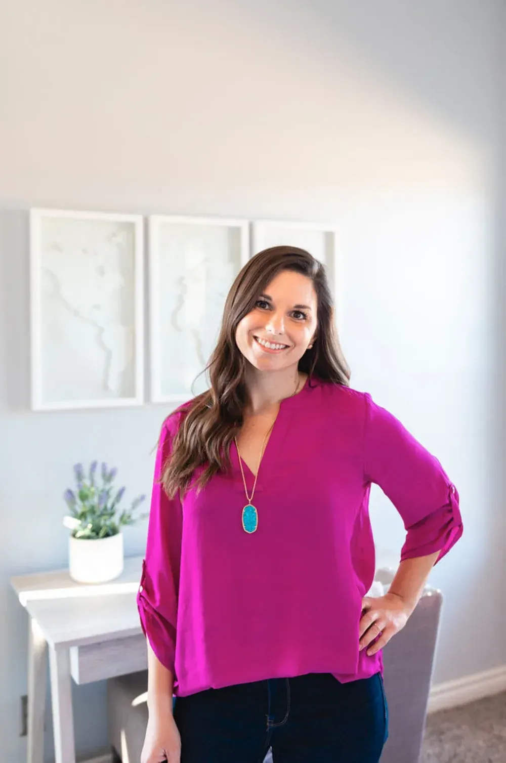 Founder of 417 Staging & Redesign standing in a professionally staged interior