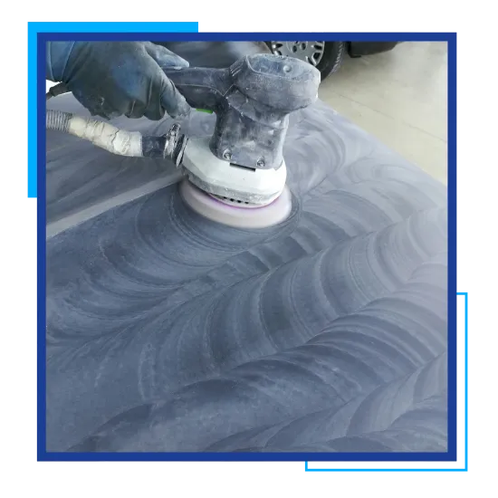 Close-up of swirl removal during auto detailing service in Sterling, VA