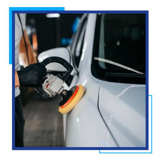 Technician from Master Auto Detailing LLC polishing a vehicle for gloss restoration