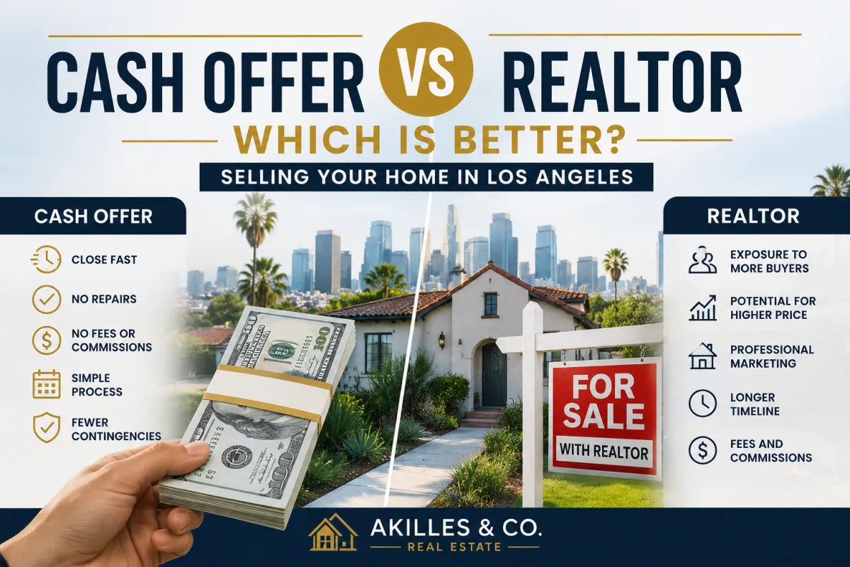 Cash offer versus Realtor home sale comparison in Los Angeles