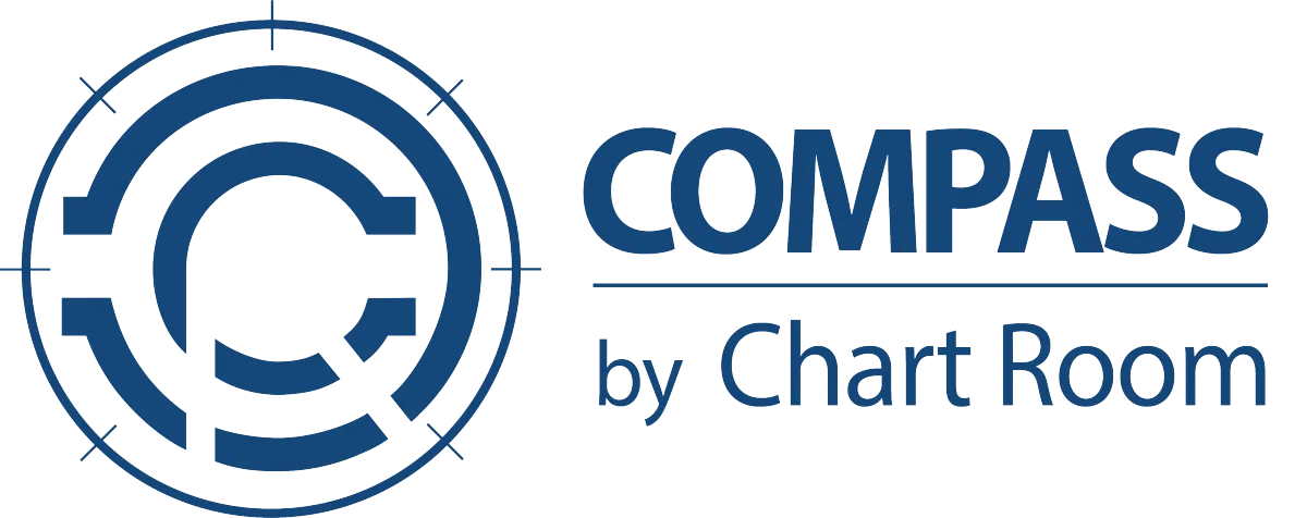 Compass Logo - a derivative of the Chart Room Creative logo with the words "Compass by Chart Room Agency" to the right of the brand mark and logo