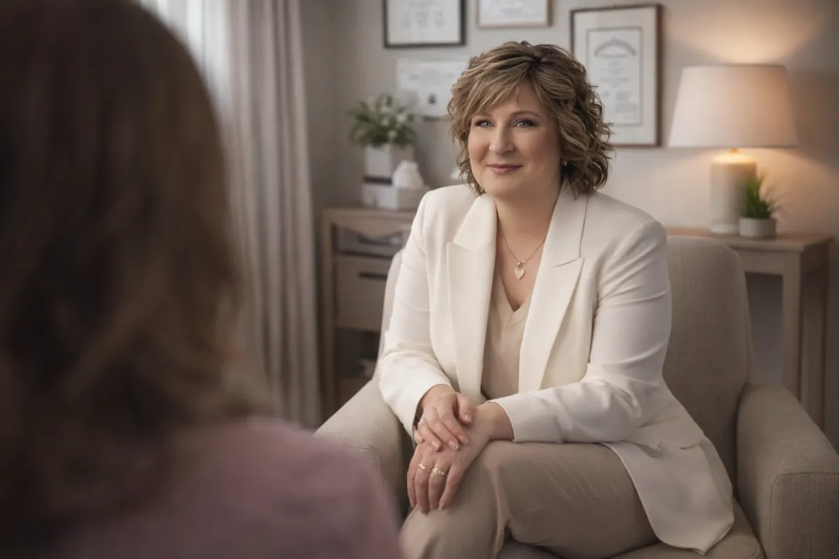 Audrey Davis coaching a client in a bright, modern space