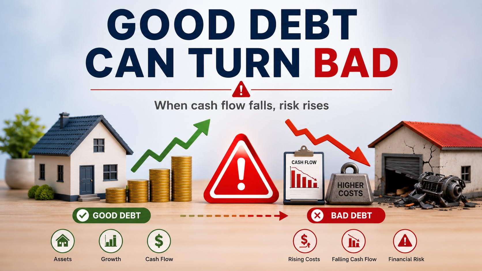 Debt never removes risk