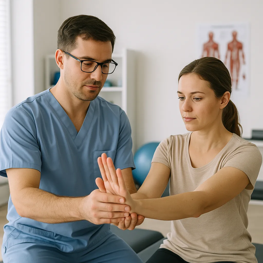 Occupational therapist doing Hand Stretches