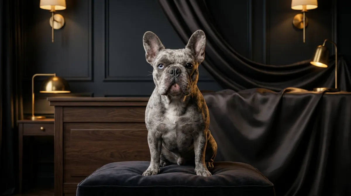 French Bulldog puppy interacting in a structured environment