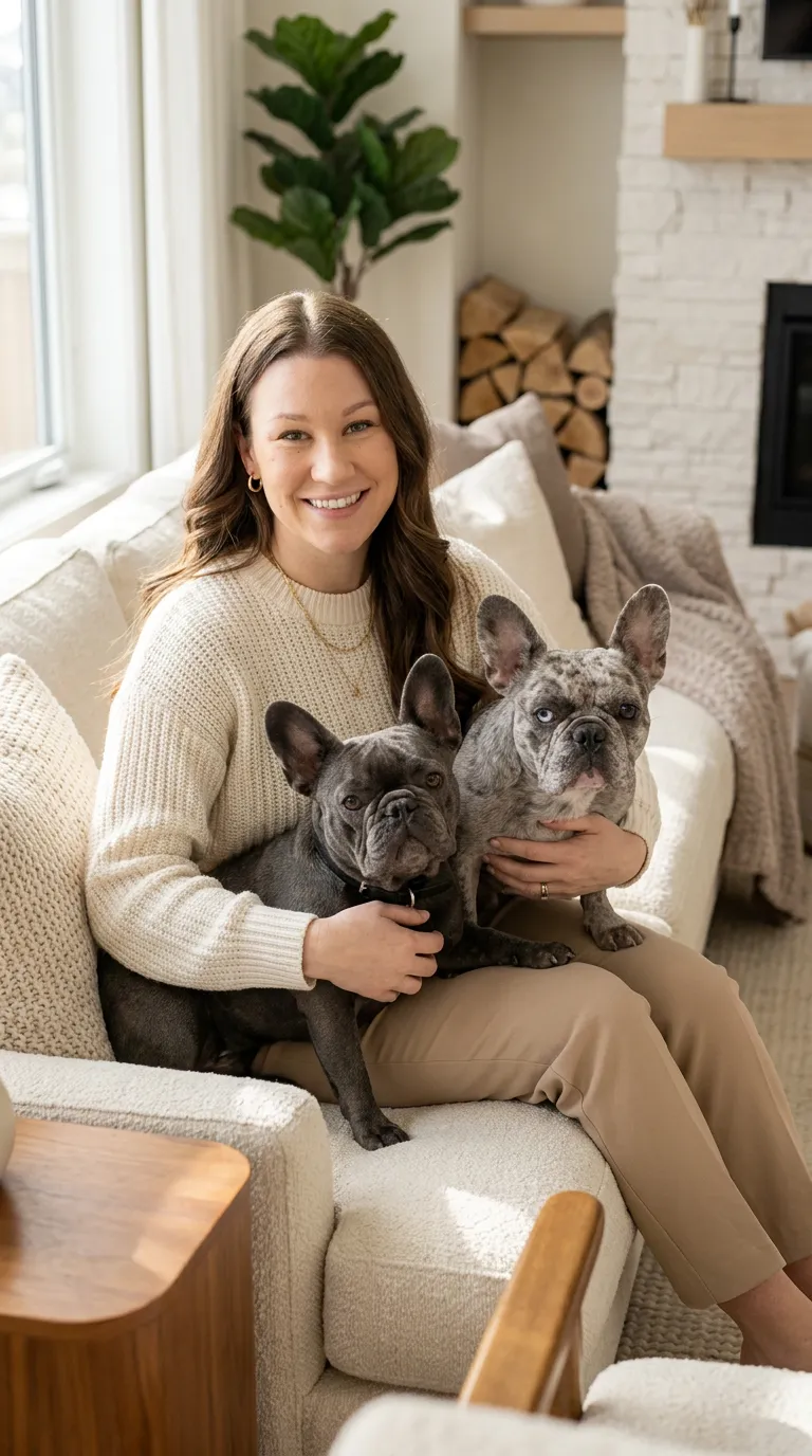 Joyful bond between owner and frenchie