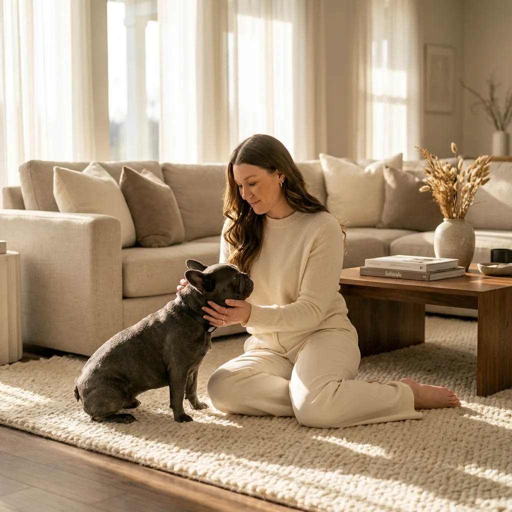 An emotional first meeting between a new owner and their BoStella puppy at home