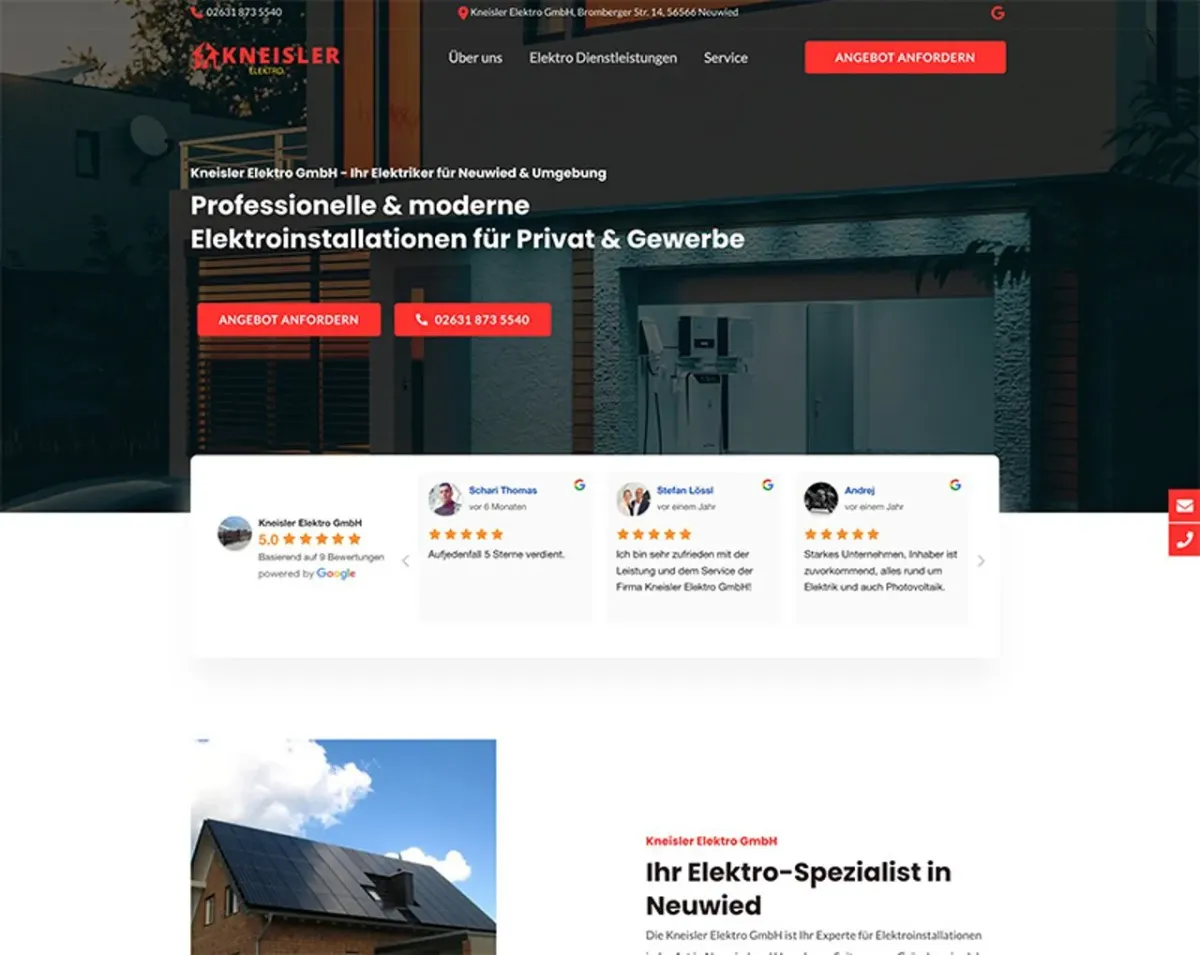 Kundenreferenz Webseite, SEO & Ads Kneisler Elektro