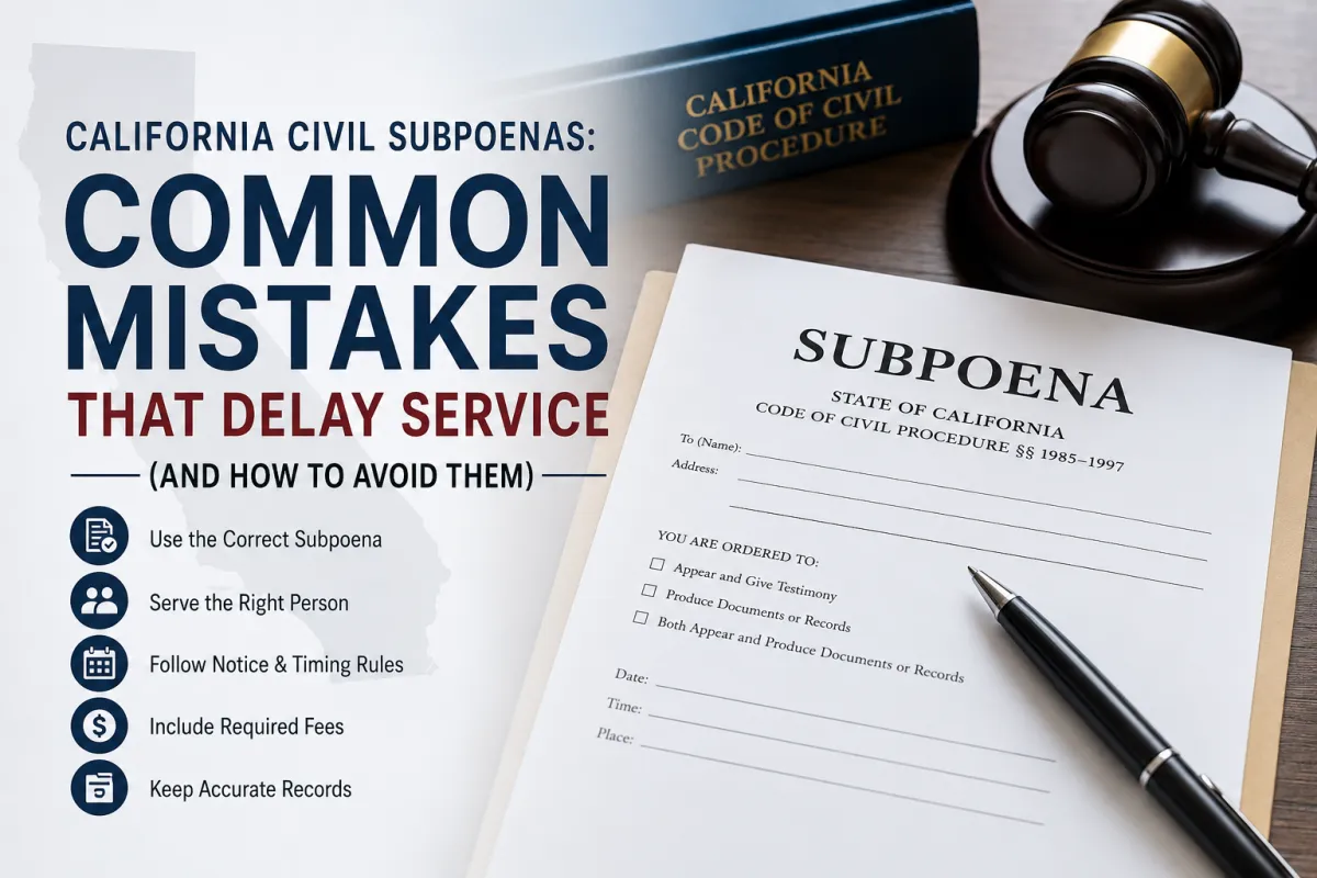 California Civil Subpoenas: Common Mistakes That Delay Service (And How to Avoid Them)