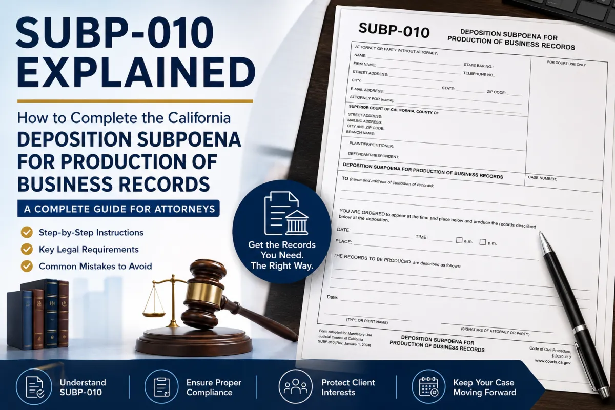 SUBP-010 Explained: A Complete Guide to California's Deposition Subpoena for Production of Business Records