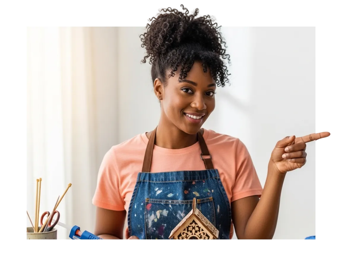 Professional woman smiling in modern office